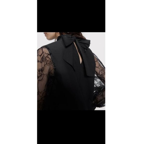 Zara Organza Sleeve Blouse Top Long Sleeve Back - Picture 5 of 7